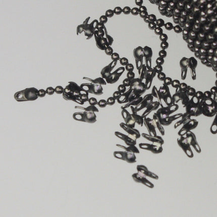 100pcs of Gunmetal Plated ball chain connector for ONLY 1.2mm chain (Crimp type)