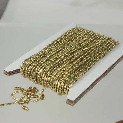 32 Ft. RAW Brass Faceted Ball Chain  - 1.5mm Long and Short ball size - 15DC