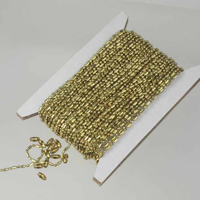 32 Ft. RAW Brass Faceted Ball Chain  - 1.5mm Long and Short ball size - 15DC