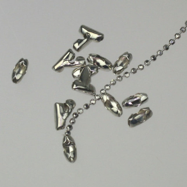 Rhodium Plated Chain 100 feet Antique Silver Ball ROUND micro ball chain - 1.2mm ball size w/ FREE 100 connectors (Insert) - 12BALL