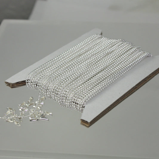 Sterling Silver Plated Chain 10 feet Ball ROUND micro ball chain - 1.2mm ball size w/ FREE 10 connectors (Insert) - 12BALL