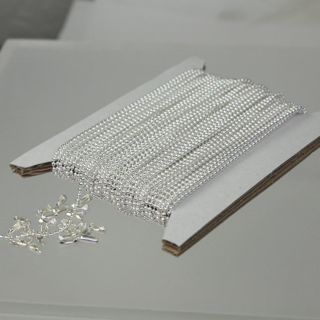 100 feet Sterling Silver Plated Ball Chain ROUND micro ball chain bulk chain - 1.2mm ball size w/ FREE 100 connectors (Insert) - 12BALL