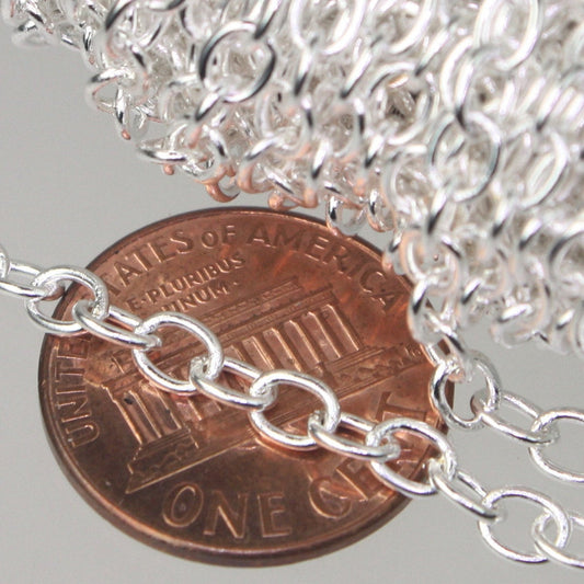 32 ft. of Sterling Silver Plated SOLDERED Thick Big Cable Chain - 4x5mm 21G Thickness Wire SOLDERED Link - 450S