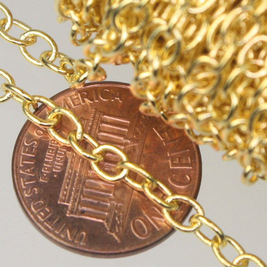32 ft. of Gold Plated SOLDERED Thick Big Cable Chain - 4x5mm 21G Thickness Wire SOLDERED Link -  450S