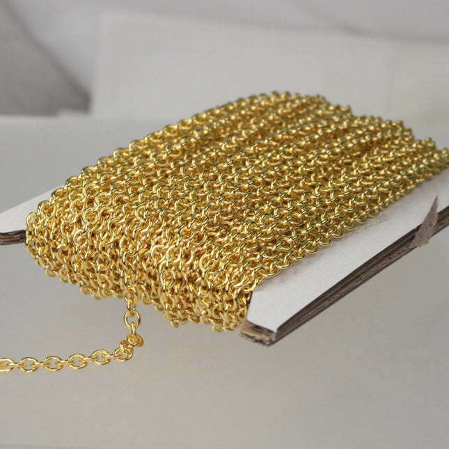 32 ft. of Gold Plated SOLDERED Thick Fancy Cable Chain - 3x3.5mm 21G Thickness Wire SOLDERED Link -  335S