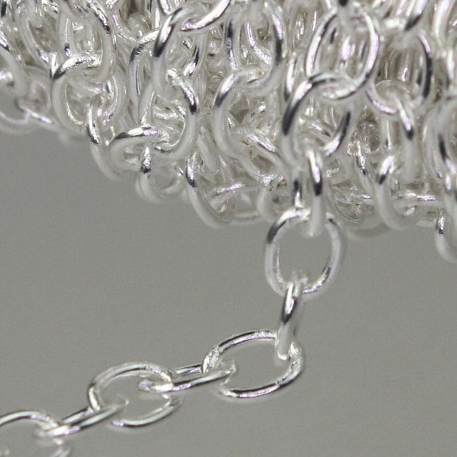 100 ft. of Sterling Silver Plated SOLDERED Thick Big Cable Chain - 4x5mm 21G Thickness Wire SOLDERED Link -  450S