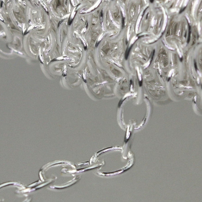 32 ft. of Sterling Silver Plated SOLDERED Thick Big Cable Chain - 4x5mm 21G Thickness Wire SOLDERED Link - 450S