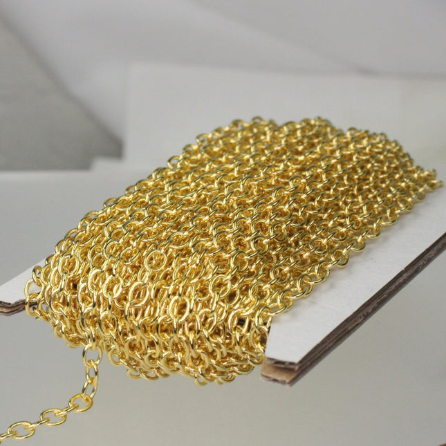 100 feet Gold Plated SOLDERED Thick Big CHUNKy Cable Chain - 4x5mm 21G Wire SOLDERED Link -  450S