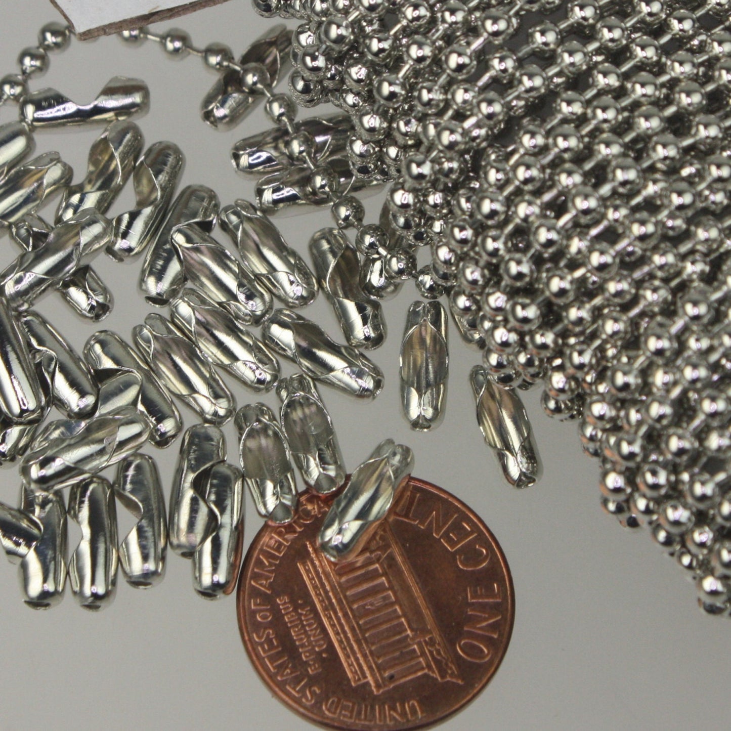 Rhodium Chain Ball Bulk Chain, 32 ft. of ROUND BALL chain - 2.4mm ball size - w/ FREE 20 pcs Connectors (Insert) - 24BALL