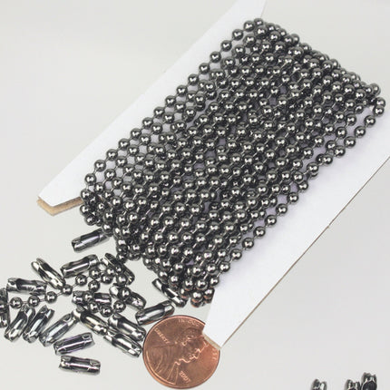 10 ft spool of Gunmetal BIG ball chain - 3.2mm with 5 connector(Insert) - 32BALL