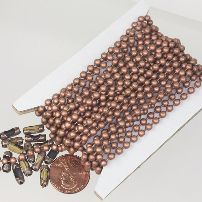 10 ft spool of Antique Copper BIG ball chain - 3.2mm with 5 connector(Insert) - 32BALL
