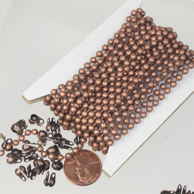 10 feet Antique Copper Chain BIG Chunky ball chain - 3.2mm with 5 connector(Crimp) - bulk chain - 32BALL