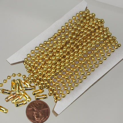 32 ft spool of Gold plated BIG ball chain - 3.2mm with 10 connector(Insert) - 32BALL
