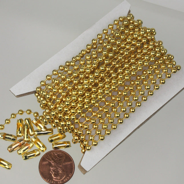 32 ft spool of Gold plated BIG ball chain - 3.2mm with 10 connector(Insert) - 32BALL