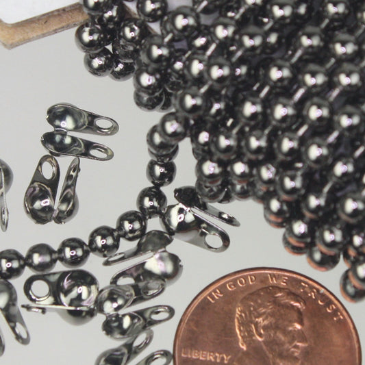 32 ft spool of Gunmetal BIG ball chain - 3.2mm with 10 connector(Crimp) - 32BALL