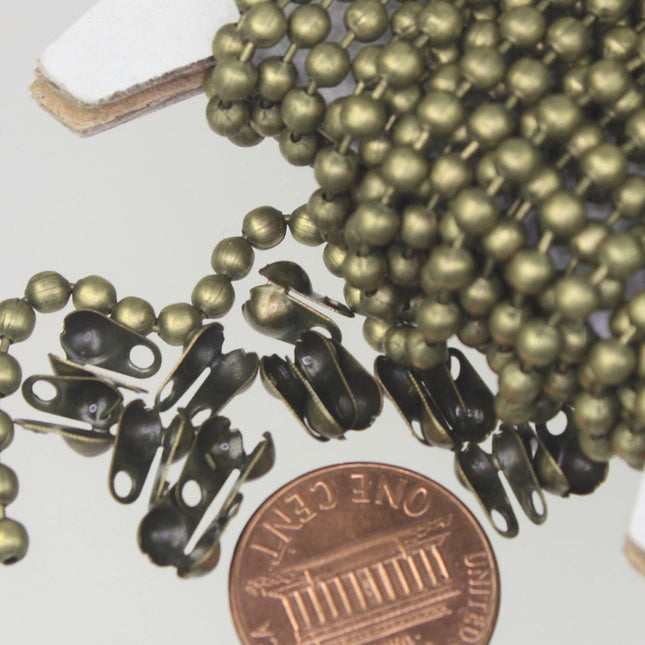 10 ft spool of Antique Brass plated BIG ball chain - 3.2mm with 5 connector(crimp) - 32BALL