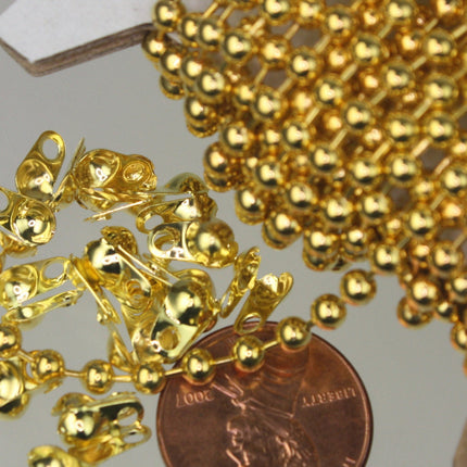 50pcs of Gold Plated ball chain connector for 3.2mm - Crimp Type