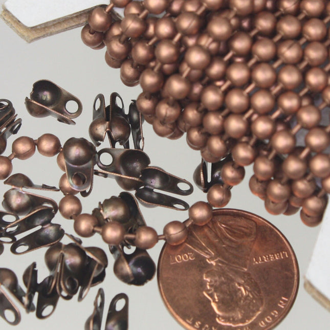 50pcs of Antique Copper finished BIG ball chain connector for 3.2mm - Crimp Type - 32BALL