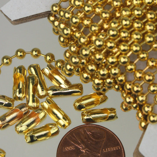 10 ft spool of Gold plated BIG ball chain - 3.2mm with 5 connector(Insert) - 32BALL
