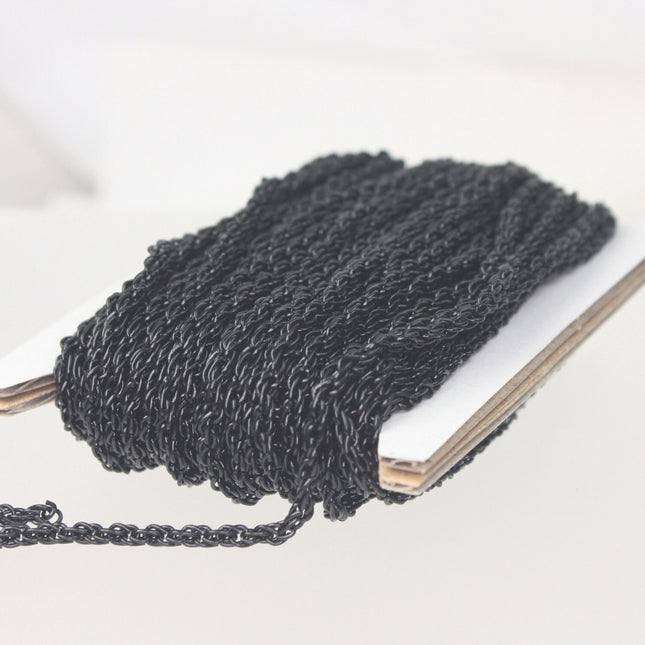 NEW new 10 ft of Black Finished Fashion Rope Chain - 3.9x3.0mm Link - Chain Thickness 2.7mm