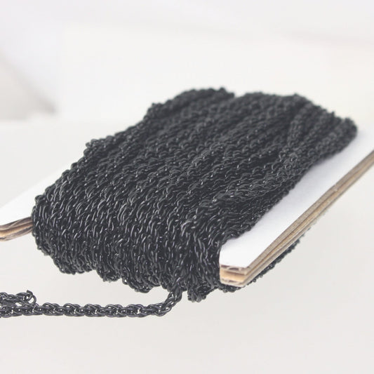NEW new 32 ft of Black Finished Fashion Rope Chain - 3.9x3.0mm Link - Chain Thickness 2.7mm