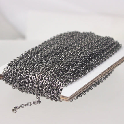 Gunmetal Texture Chain Bulk, 12 ft. of Flat Texture Oval Chunky Cable Chain - 3x2mm Unsoldered - 32TEX