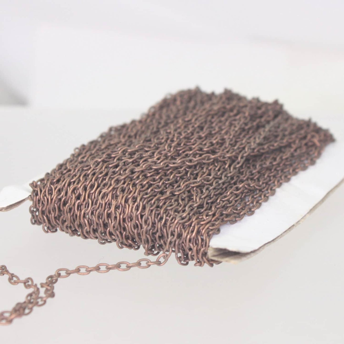 50 ft spool of VINTAGE Antique Copper Plated Oval Round cable chain - 3x2.2mm unsoldered link - - 322CA