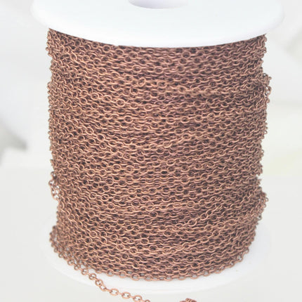 300 feet of Antique Copper Chain bulk Chain, Antique Copper (red copper) Plated Cable Chain - 2.6x2.1mm SOLDERED Link - 2621S