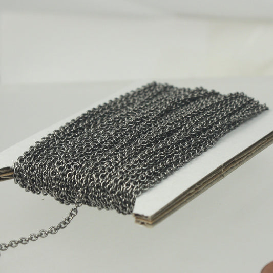 300 Ft Gunmetal Round SOLDERED Cable Chain - 2.6x2.1mm SOLDERED Link - Ship from California USA - 2621S