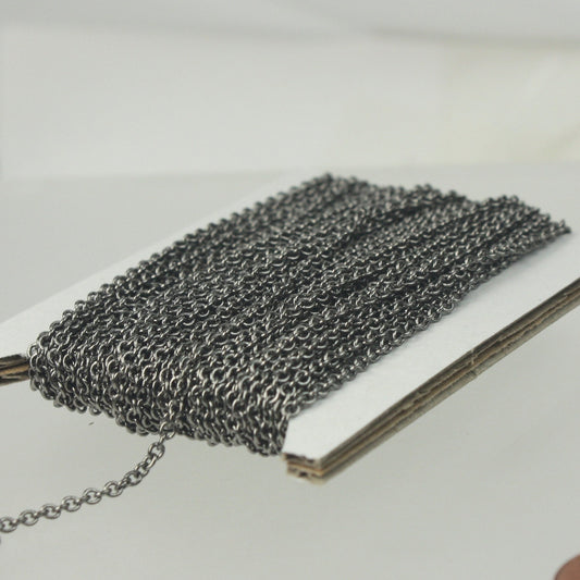 10 Ft Gunmetal Round SOLDERED Cable Chain - 2.6x2.1mm SOLDERED Link - Ship from California USA - 2621S