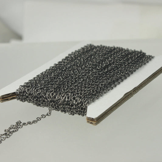 Gunmetal Chain bulk Chain, 300 ft of Round Soldered Chain Cable Chain - 2x2.5mm SOLDERED link - Necklace Wholesale chain - 225S