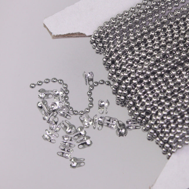 30 feet Stainless Steel BALL Chain - 1.5mm ball size with FREE 10 pcs of Connector (Crimp) - ST15BALL