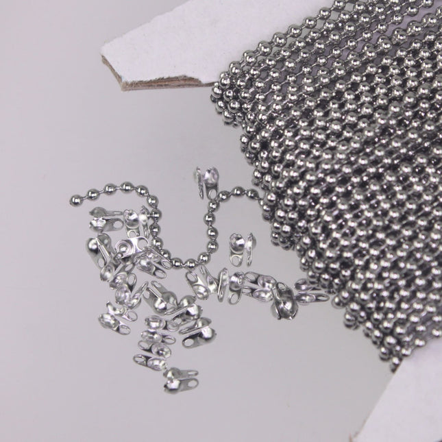 10 feet Stainless Steel BALL Chain - 1.5mm ball size with FREE 6 pcs of Connector (Crimp) - ST15BALL