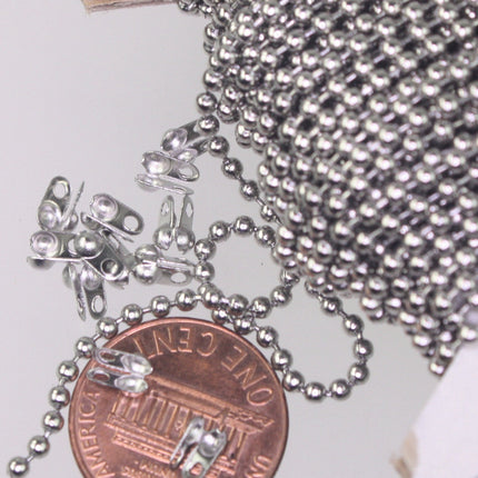 100pcs of STAINLESS Ball Chain Connectors Clasps - for 2.0mm ball chain - Crimp Type