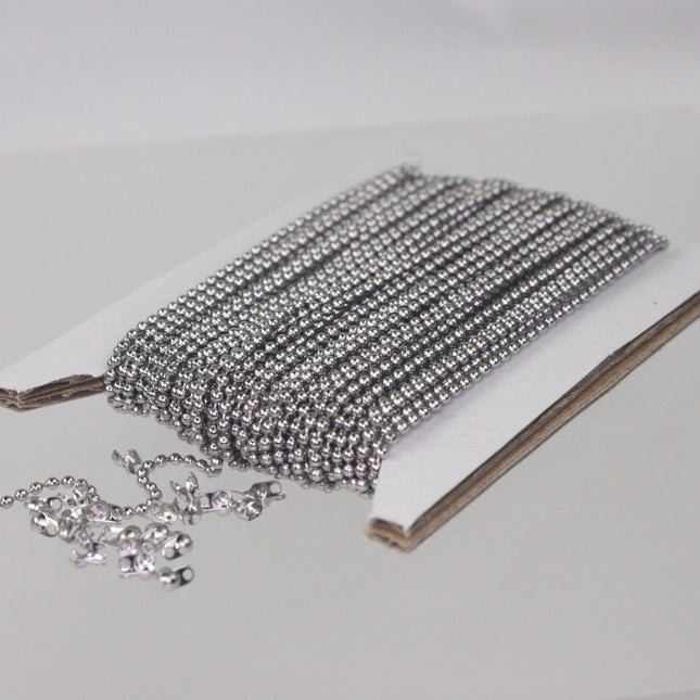 30 feet Stainless Steel BALL Chain - 1.5mm ball size with FREE 10 pcs of Connector (Crimp) - ST15BALL