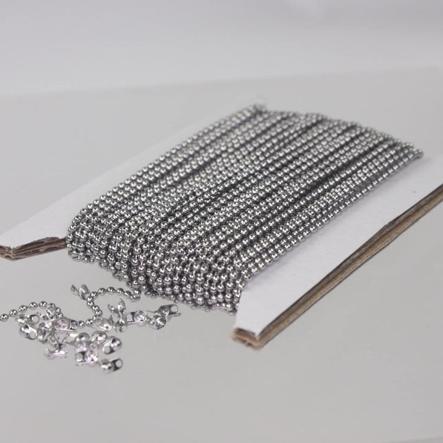 10 feet Stainless Steel BALL Chain - 1.5mm ball size with FREE 6 pcs of Connector (Crimp) - ST15BALL