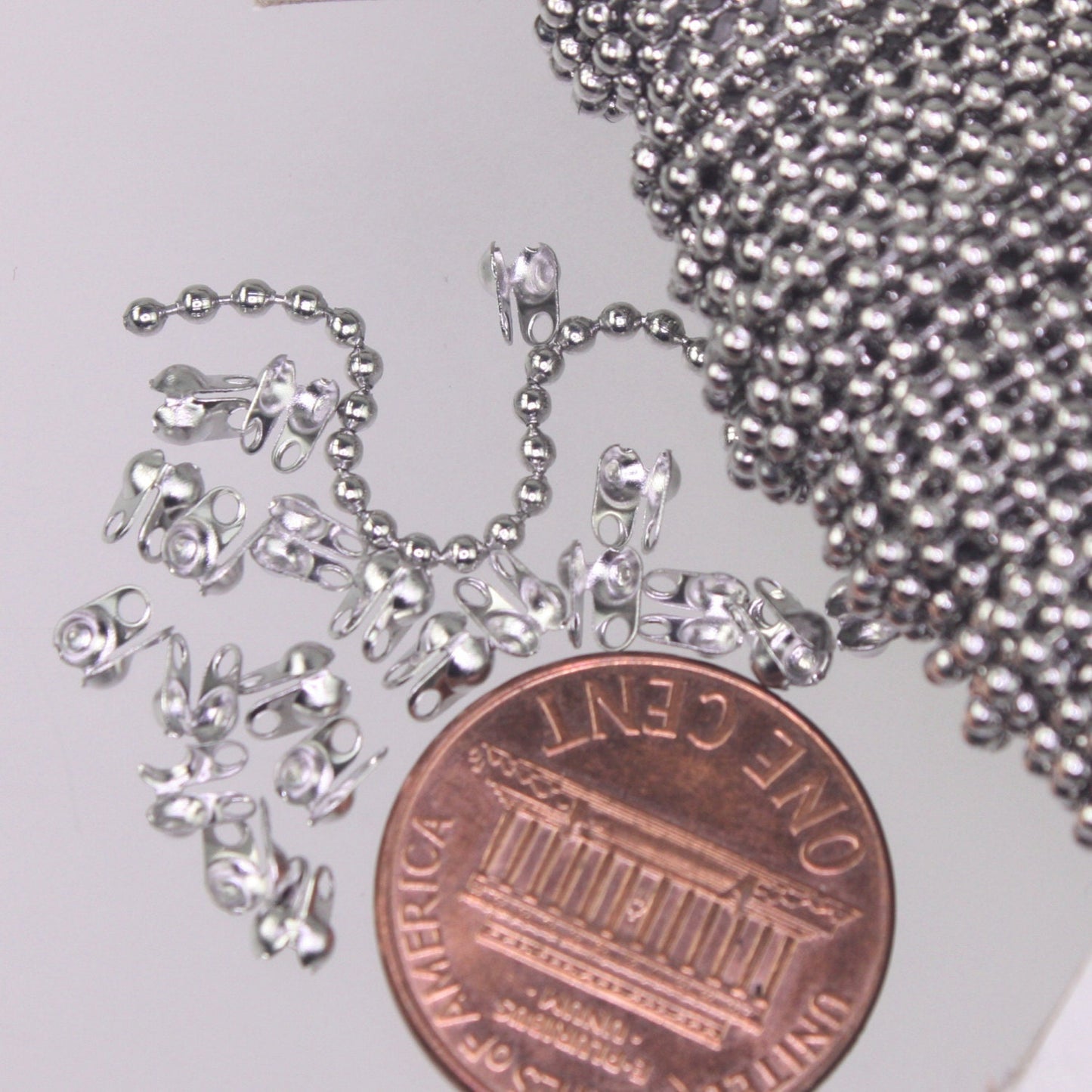 30 feet Stainless Steel BALL Chain - 1.5mm ball size with FREE 10 pcs of Connector (Crimp) - ST15BALL