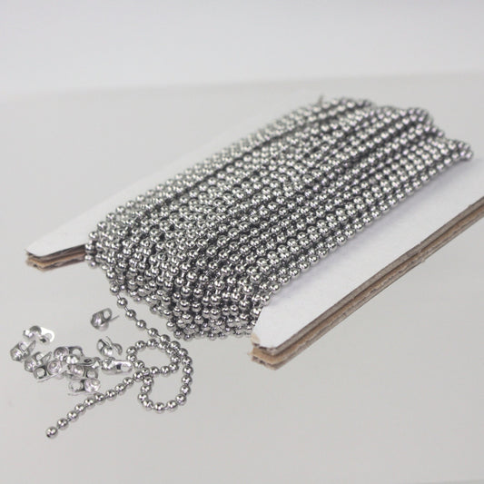 30 feet Stainless Steel BALL Chain - 2.0mm ball size with FREE 10 pcs of Connector (Crimp) - STBall2.0