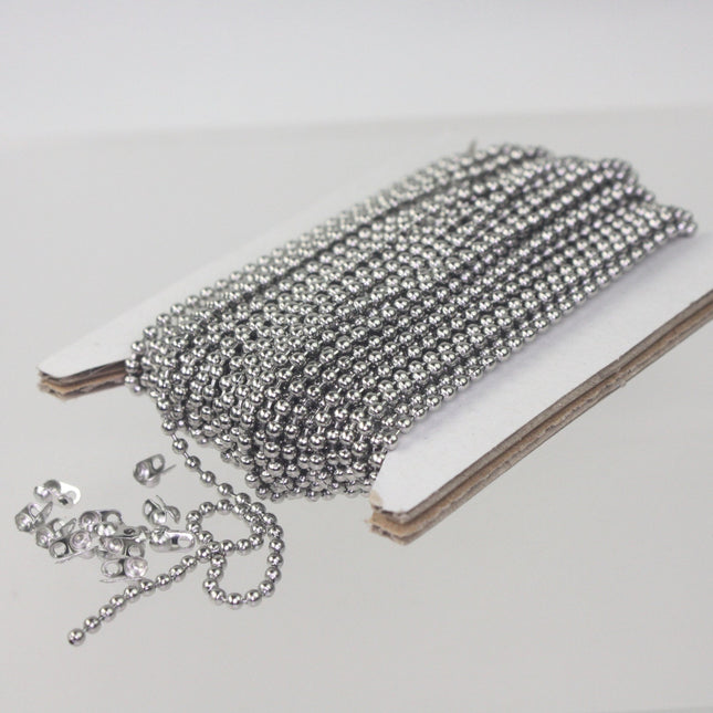 30 feet Stainless Steel BALL Chain - 2.0mm ball size with FREE 10 pcs of Connector (Crimp) - STBall2.0