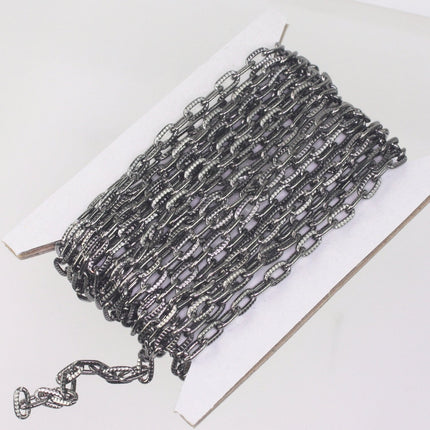 10 ft. of Gunmetal Textured Oval Round Cable Chain - 7.2x4.2mm Unsoldered Link - 7242TX