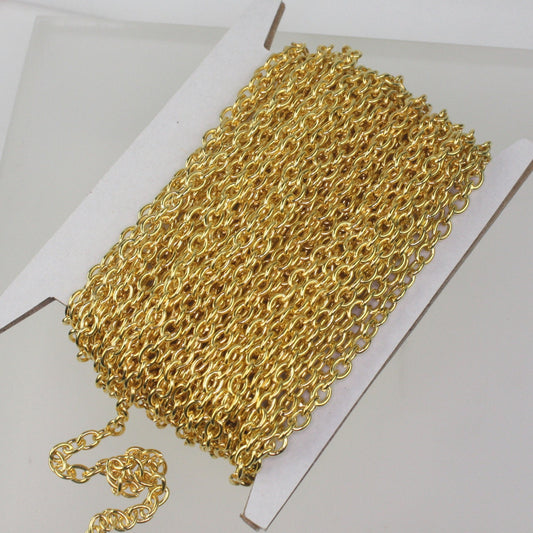 32 ft of Gold Plated Sturdy Heavy Cable Chain - 4x5mm 1.0mm 18Gauge 18G 1.0mmUnsoldered Link - 4518CA