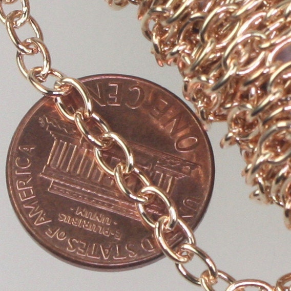 32 ft of Pinky Gold (Champagne Gold Plated) Heavy Cable Chain - 4x5mm 0.9mm 19Gauge Unsoldered Link - 4519CA