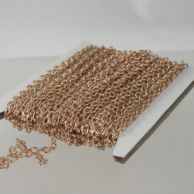 100 ft of Pinky Gold Champagne Gold Plated Heavy Cable Chain - 4x5mm 0.9mm 19Gauge Unsoldered Link - 4519CA