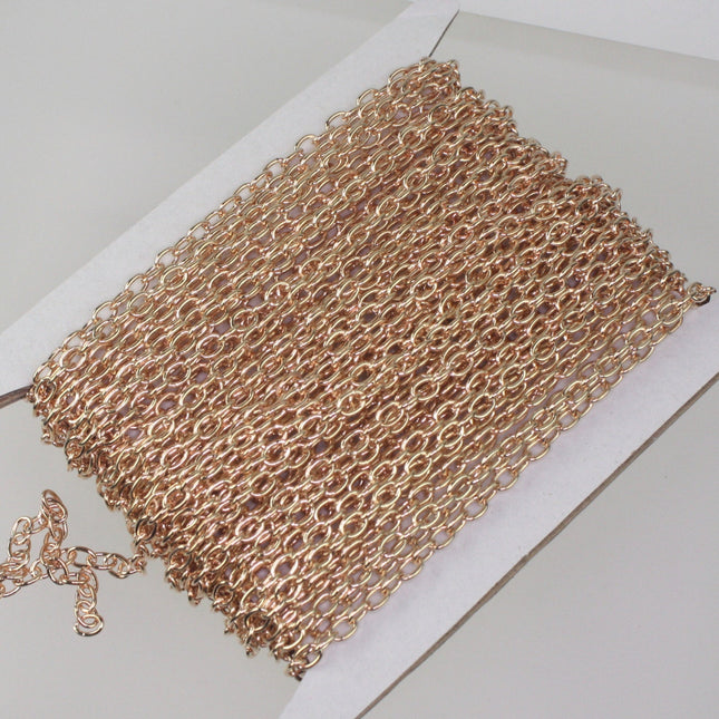 32 ft of Pinky Gold (Champagne Gold Plated) Heavy Cable Chain - 4x5mm 0.9mm 19Gauge Unsoldered Link - 4519CA