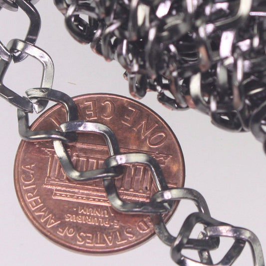 Gunmetal Curb Chain Bulk, 32 ft of Big Hammered Curb Chain - 8.7x7.3mm Unsoldered - Necklace Bracelet Wholesale DIY Chain - 8773CU