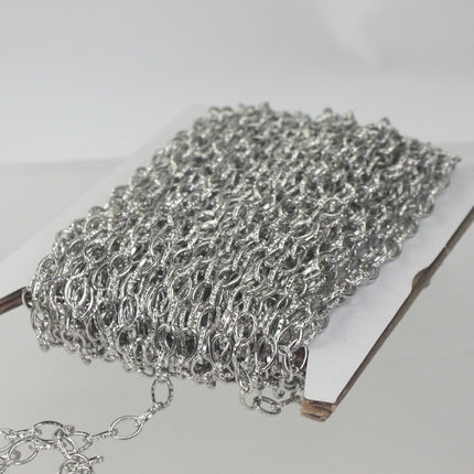 50 ft. Textured Rhodium/Antique Silver finished Drawn Cable chain - 6.3x3.5mm unsoldered link - 6335DR