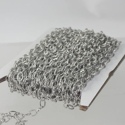 32 ft. Textured Rhodium/Antique Silver finished Drawn Cable chain - 6.3x3.5mm unsoldered link - 6335DR