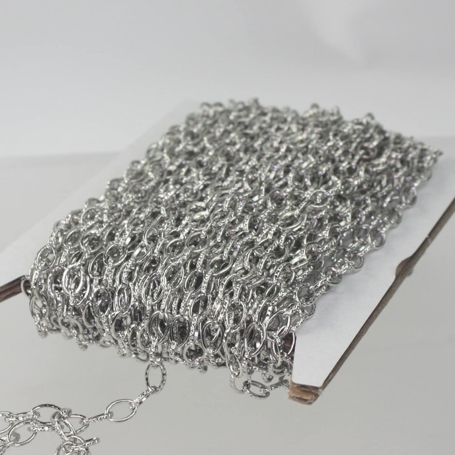 32 ft. Textured Rhodium/Antique Silver finished Drawn Cable chain - 6.3x3.5mm unsoldered link - 6335DR