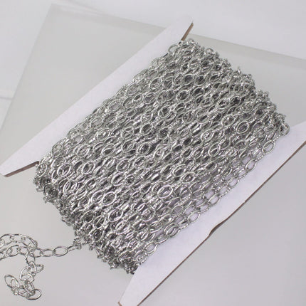 32 ft. Textured Rhodium/Antique Silver finished Drawn Cable chain - 6.3x3.5mm unsoldered link - 6335DR