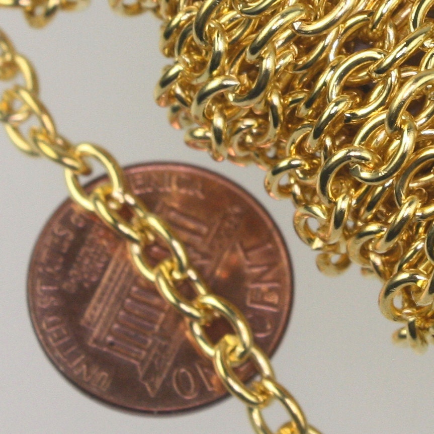 32 ft of Gold Plated Sturdy Heavy Cable Chain - 4x5mm 1.0mm 18Gauge 18G 1.0mmUnsoldered Link - 4518CA